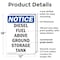 Signmission Diesel Fuel Above Ground Storage Tank OSHA Notice Sign, Plastic, 12in W x 18in L, 2PK OS-2PACK-NS-P-1218-V-10994 - alternate 2